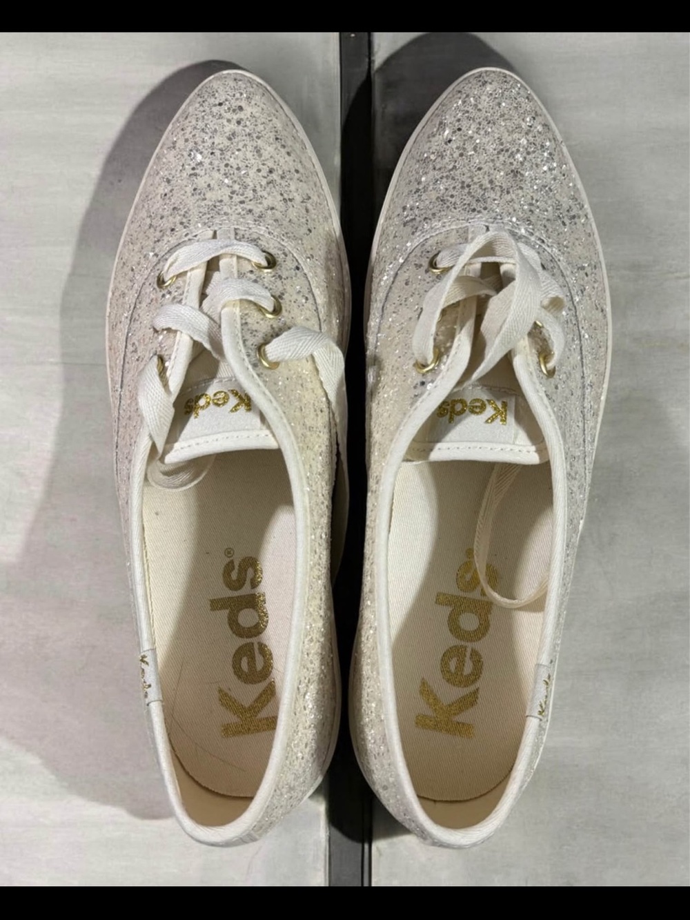 Keds Women’s  Champion Silver Glitter Lace-Up Sneakers